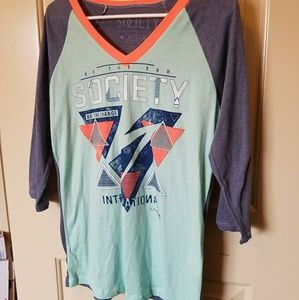 Society light blue v-neck shirt